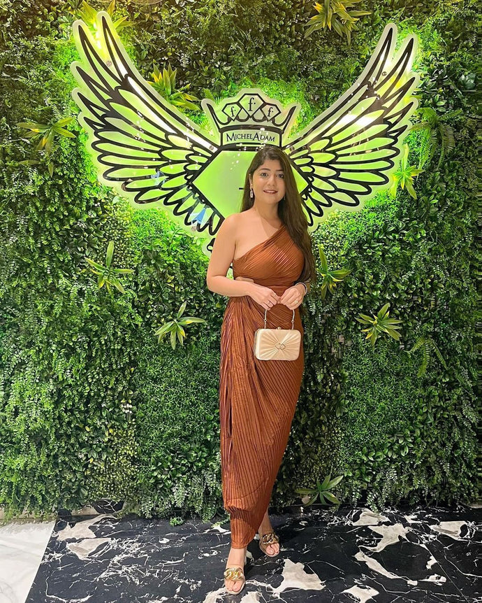 Walnut One-Shoulder Dress